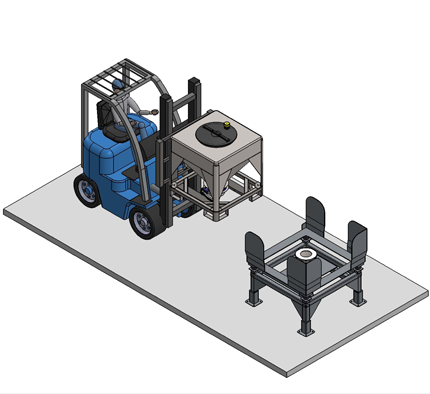 Container discharging process - Step 1 - IBC Containers